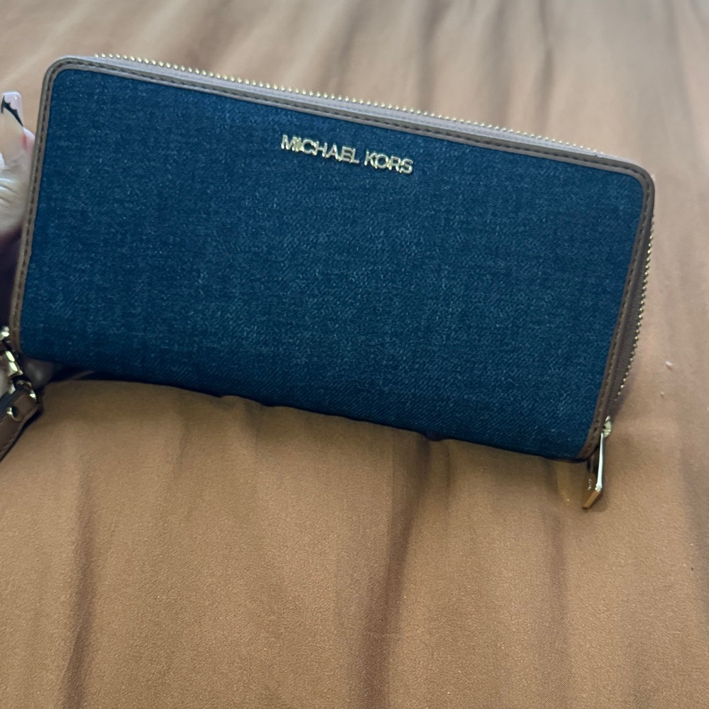Michael Kors Blue and Brown Wallet